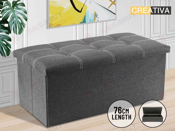 Storage Ottoman, Stable & Sturdy, Foldable Space Saver, Soft Sofa Sponge *Grey
