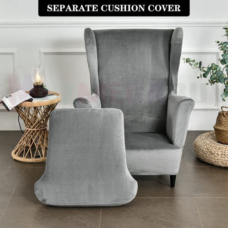 Wingback Sofa Covers Velvet *Grey