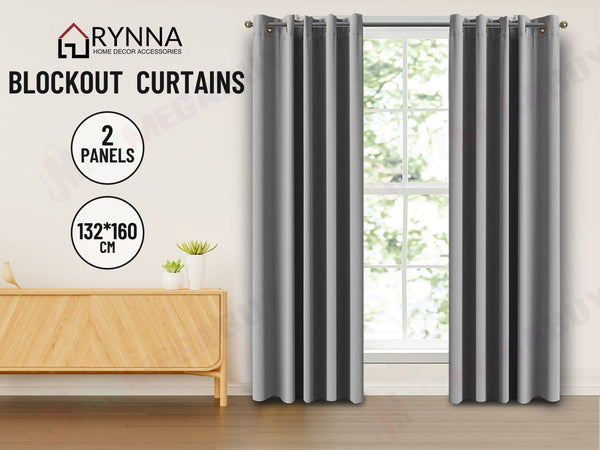 Blockout Curtain Eyelet  2PC Light Grey*2 Sizes