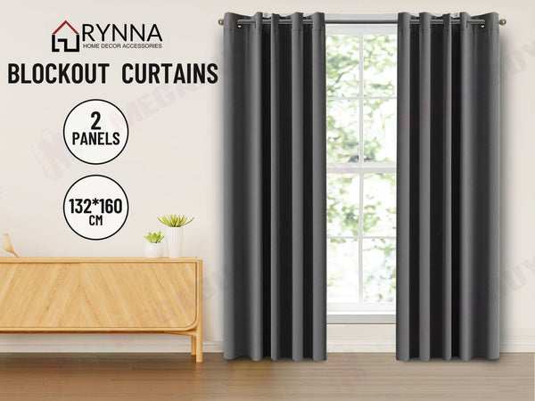 Blockout Curtain Eyelet  2PC Charcoal *4 Sizes