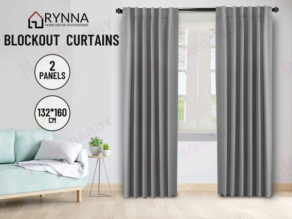 Blockout Curtain Back Tab 2PC Light Grey AP *2 Sizes