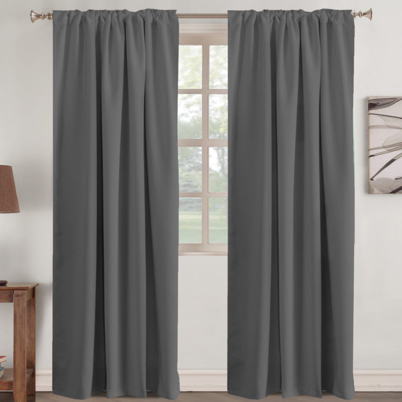 Blockout Curtain Back Tab 2PC Charcoal AP *4 Sizes