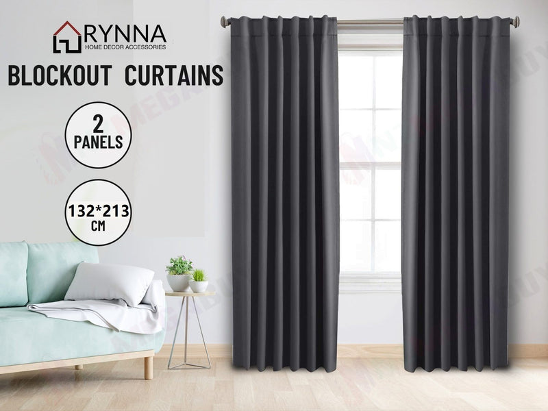 Blockout Curtain Back Tab 2PC Charcoal AP *4 Sizes