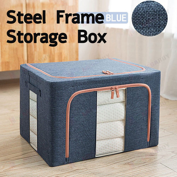 Foldable Storage Box  Steel Frame Navy * 2 Sizes