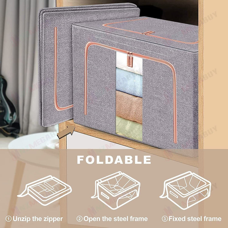 Foldable Storage Box  Steel Frame Grey * 2 Sizes