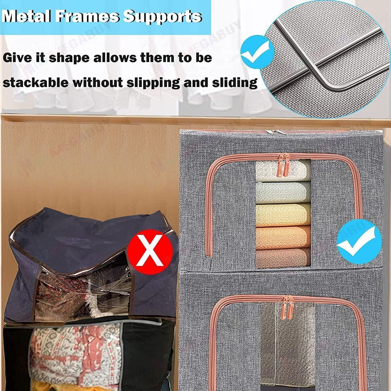 Foldable Storage Box  Steel Frame Grey * 2 Sizes