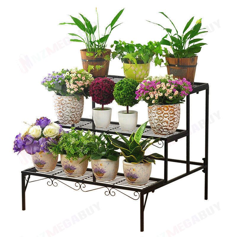 Plant Stand Garden Planter Metal Flower Pot Rack Corner Shelving Indoor Outdoor*70CM