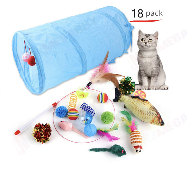 pet Toys 18pc Cat Toy Channel Tease Cat Stick Supplies Value Combination