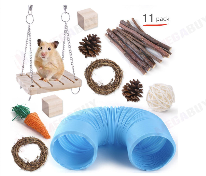 11pcs Hamster Toys Set  Guinea Pig*Blue