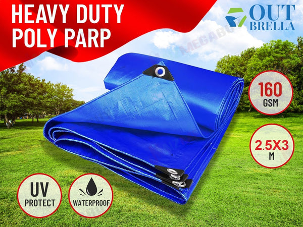 Tarpaulin Tarp Canvas Camping Poly Tarps Heavy Duty Cover 160gsm*6 Sizes