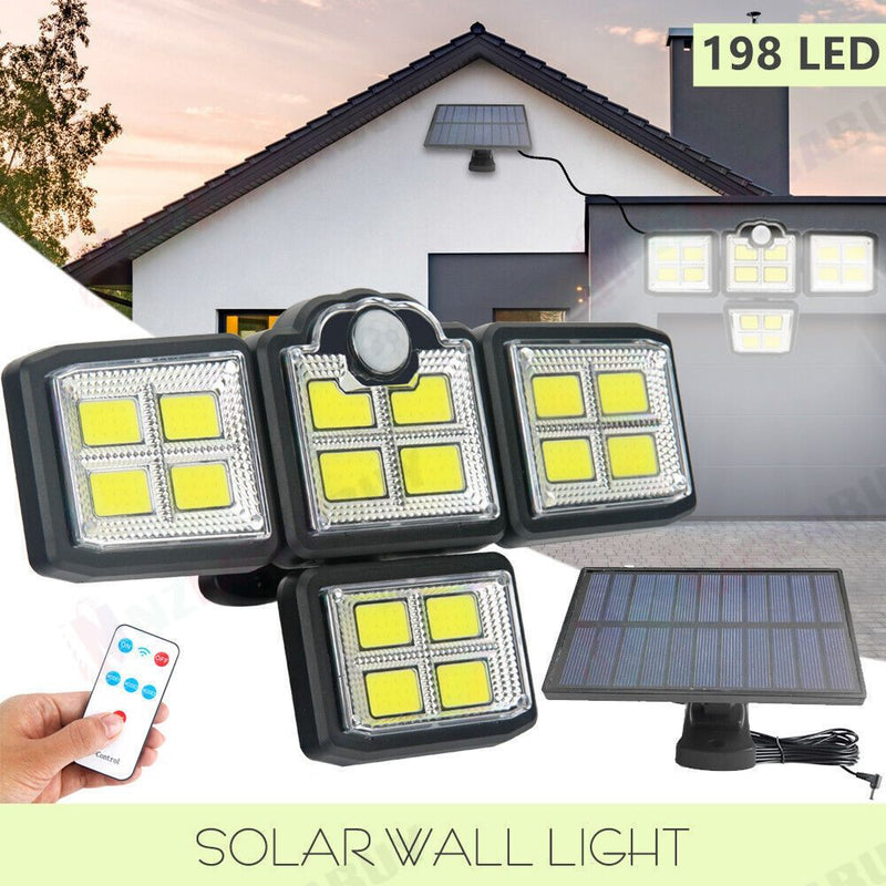 Solar light -- 4 head 198 LED Motion Sensor Light Outdoor Garden Wall Security