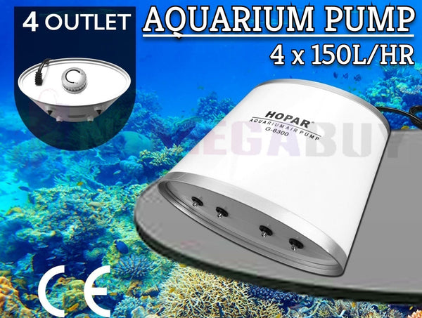 Aqua Aquarium Air Pump Oxygen Fountain Pond Aerator Water Fish Tank 4 Outlet