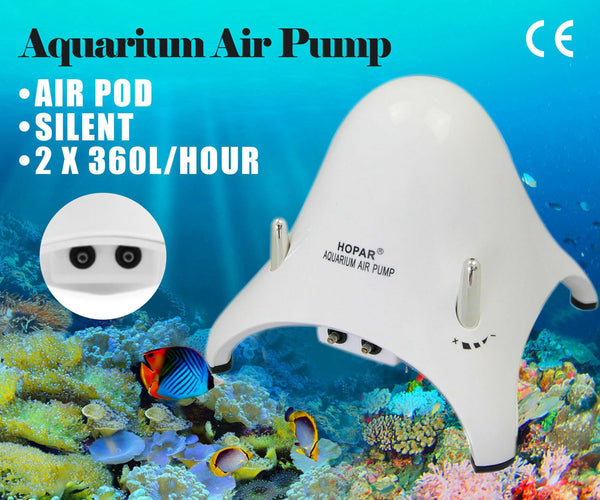Aquarium Air Pump Oxygen Fountain Pond Aerator Water Fish Tank 2 x 360L/ Hour