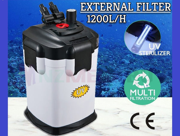 Aquarium External Canister Fish Tank Water Filter 1200 L/ H  with UV Sterilizer