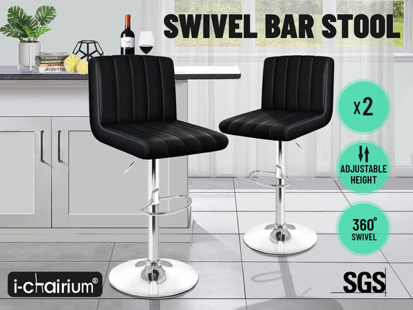 Bar Stool Kitchen Dining Chairs Bar stools PU PVC Leather Gas Lift (Black) 2 Pcs , 4 Pcs