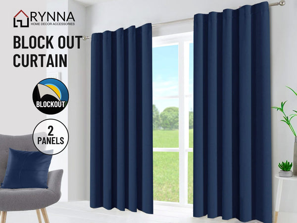 Blockout Curtain Back Tab 2PC Navy Blue* 2 Sizes