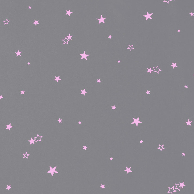 Blockout Curtain Eyelet  2PC Grey + Pink Star * 4 Sizes