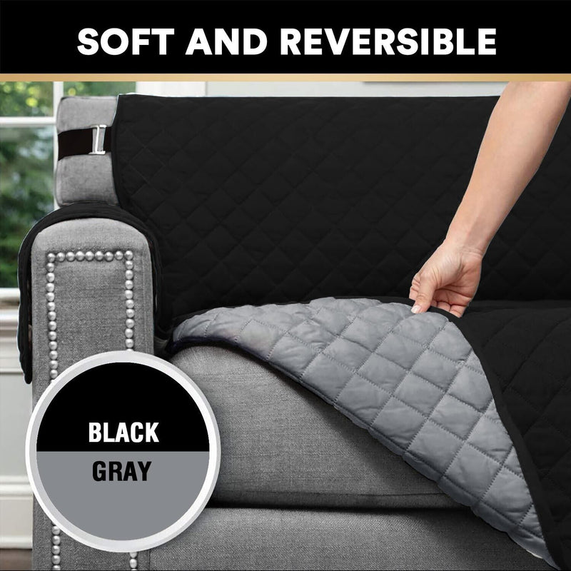Sofa Covers Quilted Couch Lounge Protector  Waterproof ' Black *4 Sizes