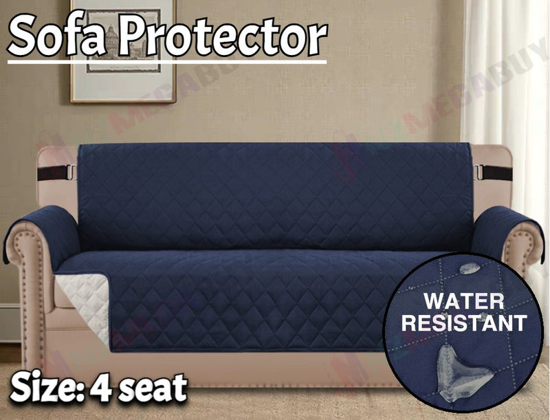 Sofa Covers Quilted Couch Lounge Protector  Waterproof ' Navy *4 Sizes