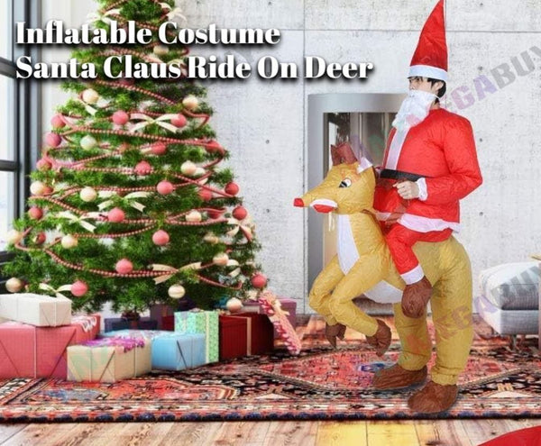 Santa Claus Ride On Deer Inflatable Costume for Christmas