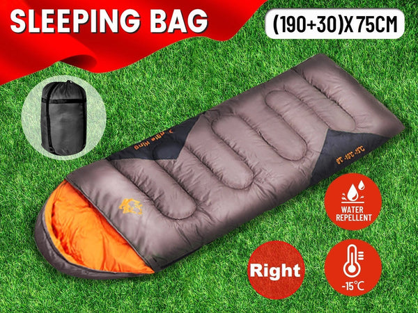 Outdoor Winter Camping Envelope Sleeping Bag Single  -15°C * Coffee