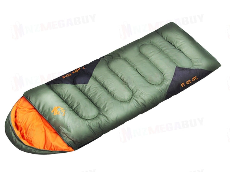 Outdoor Winter Camping Envelope Sleeping Bag Single  -15°C * Green