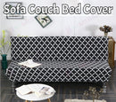 Foldable Armless Sofa Bed Slipcover Cover Couch*black white