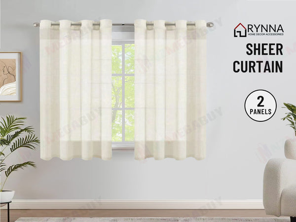 Sheer Curtain Eyelet  2PC * 132 x 160 cm, Ivory