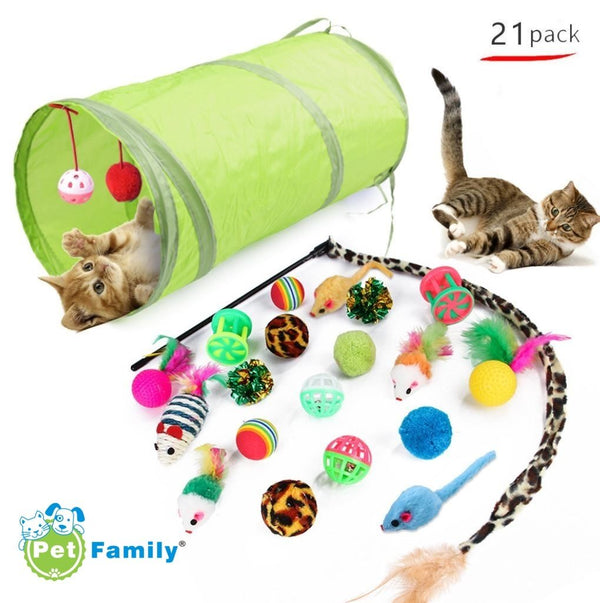 Pet Toys 21pc Cat Toy Channel Tease Cat Stick Supplies Value Combination