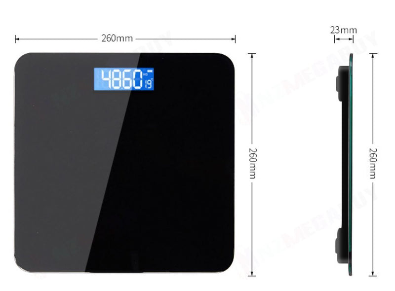 180kg Digital Fitness Weight Bathroom Gym Body Glass LCD Electronic Scale*Black