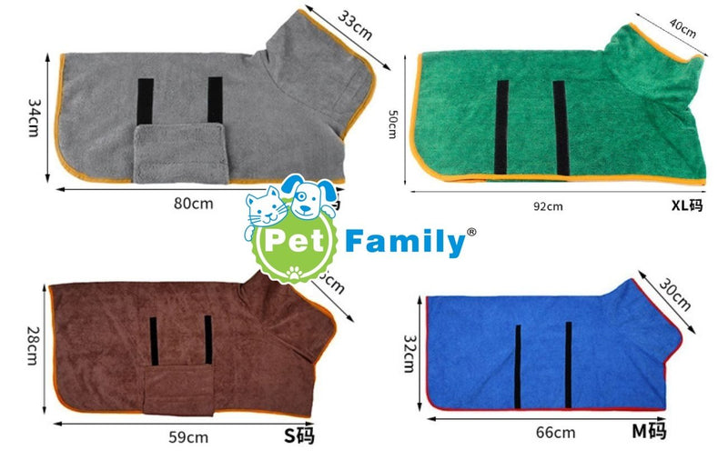 Dog Bathing Supplies Pet Nightwear Pet Bath Towel Dog Bathrobe Dog Drying Coat* 4 Sizes