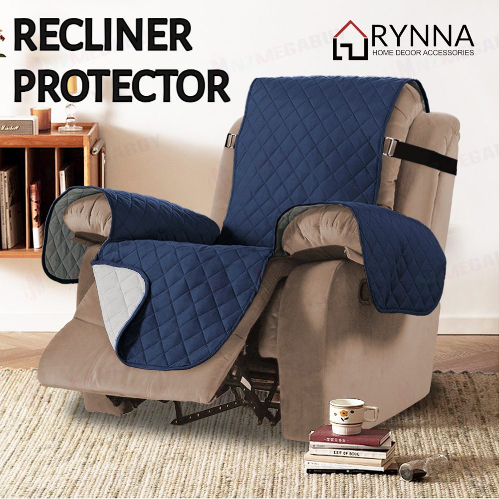 Recliner Covers Reversible Quilted Navy Blue