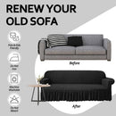 Sofa cover with Skirts Black 4 sizes