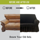 Sofa cover with Skirts Black 4 sizes