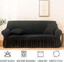Sofa cover with Skirts Black 4 sizes