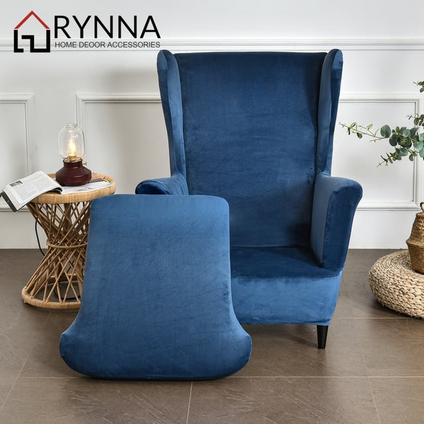 Wingback Sofa Covers Velvet  Blue