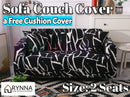 Stretch Sofa Cover Loung Couch Removable Slipcover 1/2/3/4Seater+1 Cushion Cover * black storm *4 Sizes