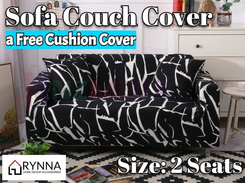 Stretch Sofa Cover Loung Couch Removable Slipcover 1/2/3/4Seater+1 Cushion Cover * black storm *4 Sizes