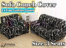 Stretch Sofa Cover Loung Couch Removable Slipcover 1/2/3/4Seater+1 Cushion Cover * black storm *4 Sizes