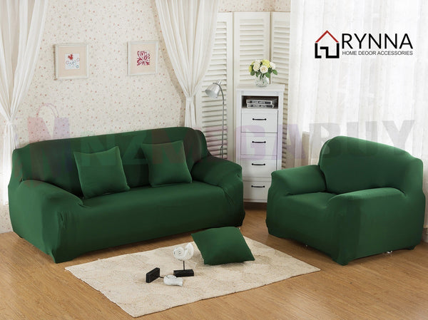 Stretch Sofa Cover Loung Couch Removable Slipcover 1/2/3/4Seater+1 Cushion Cover *emerald *4 Sizes