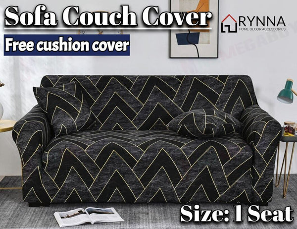 Stretch Sofa Cover Loung Couch Removable Slipcover 1/2/3/4Seater+1 Cushion Cover * Golden Square *4 Sizes