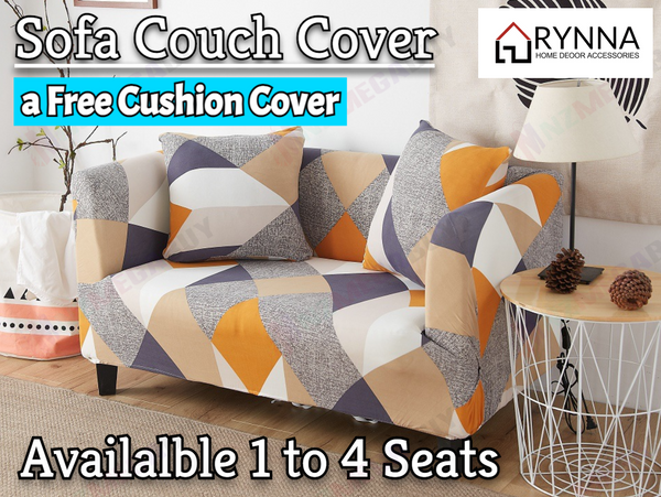 Stretch Sofa Cover Loung Couch Removable Slipcover 1/2/3/4Seater+1 Cushion Cover * Style 1 *4 Sizes