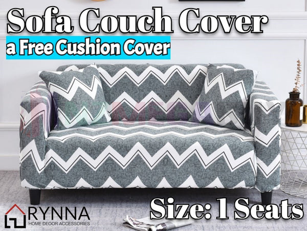 Stretch Sofa Cover Loung Couch Removable Slipcover 1/2/3/4Seater+1 Cushion Cover * Zigzag *4 Sizes