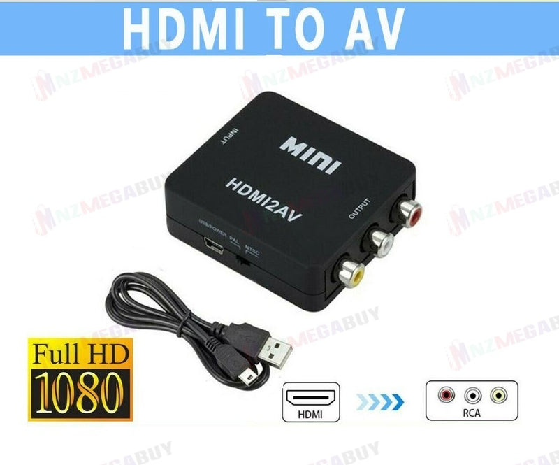 1080p HDMI to RCA Composite AV CVBS 3RCA Video Cable Converter Downscaling Black
