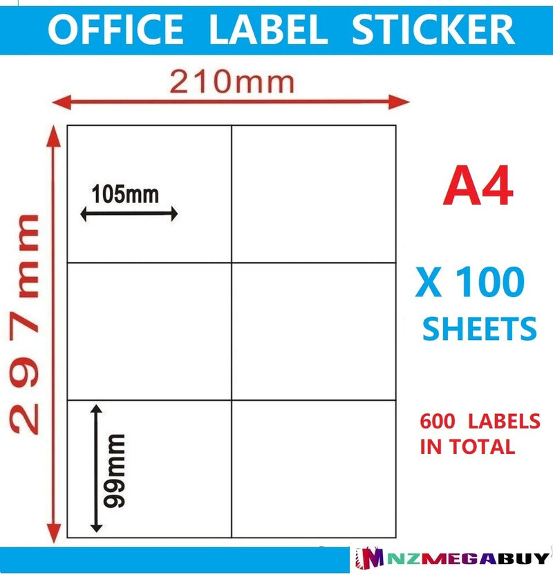 100 x A4 Labels Sticker, Laser Inkjet Print Stickers *3 Patten