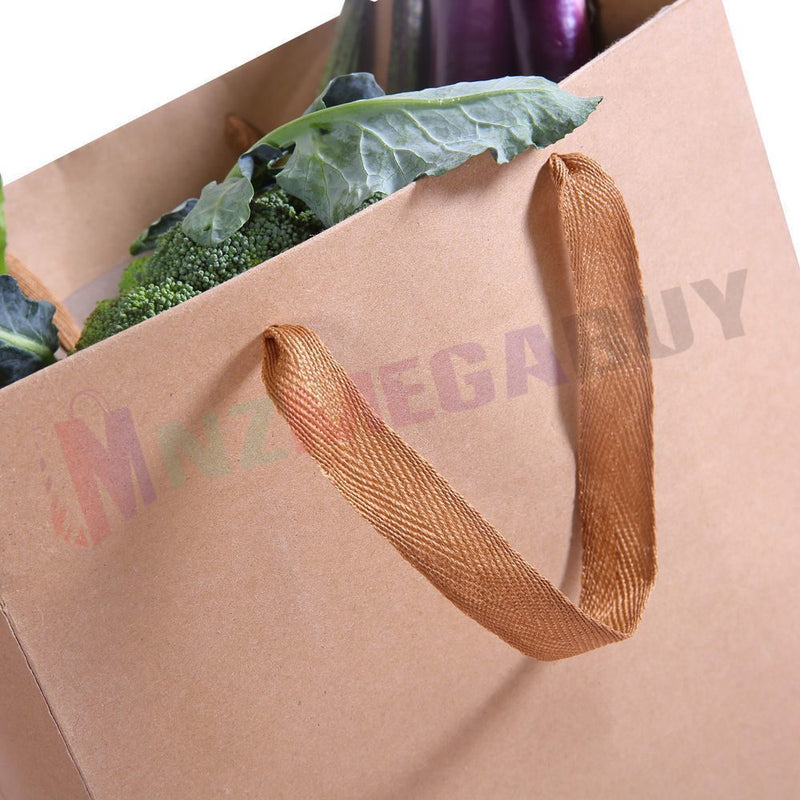20 x Kraft Brown Paper Carry Bags Gift Carry Shopping Bags Bulk Handles*6Sizes