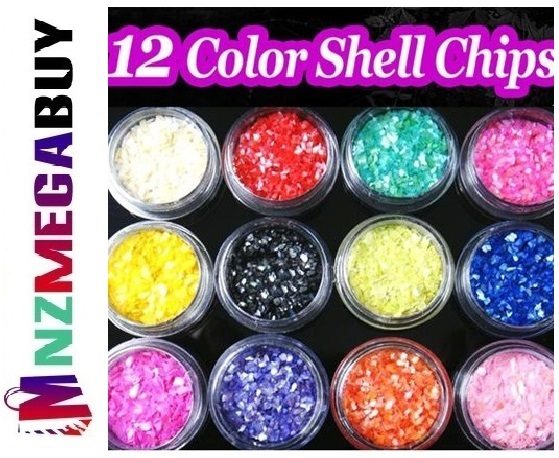 12 Colors crushed Shell Powder Flake 3D UV Gel