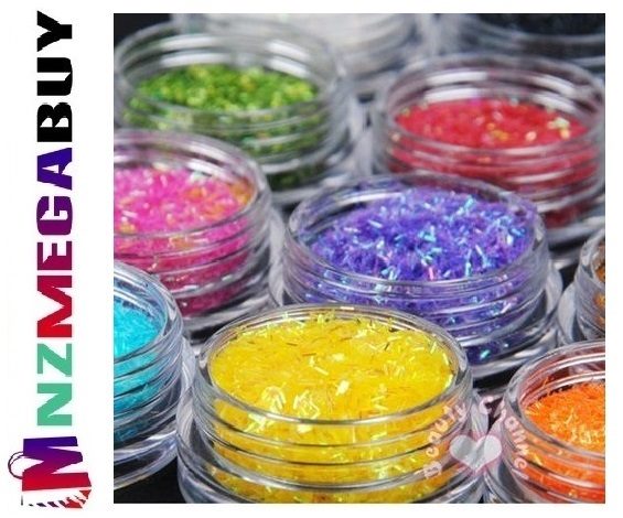 12 Color Strip Glitter Nail Art Acrylic UV Powder*Nail powder -12col strip glitter "