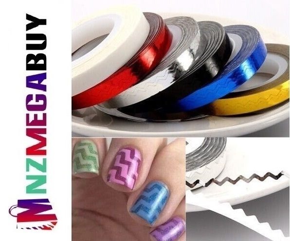 Waves Striping Decals Foil Tips Tape Line DIY Nail *6 Colours