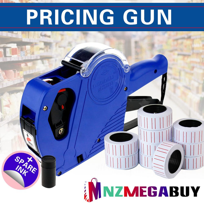 PRICE TAG GUN LABELER with 10/20/30 ROLLS PAPER + SPARE INK